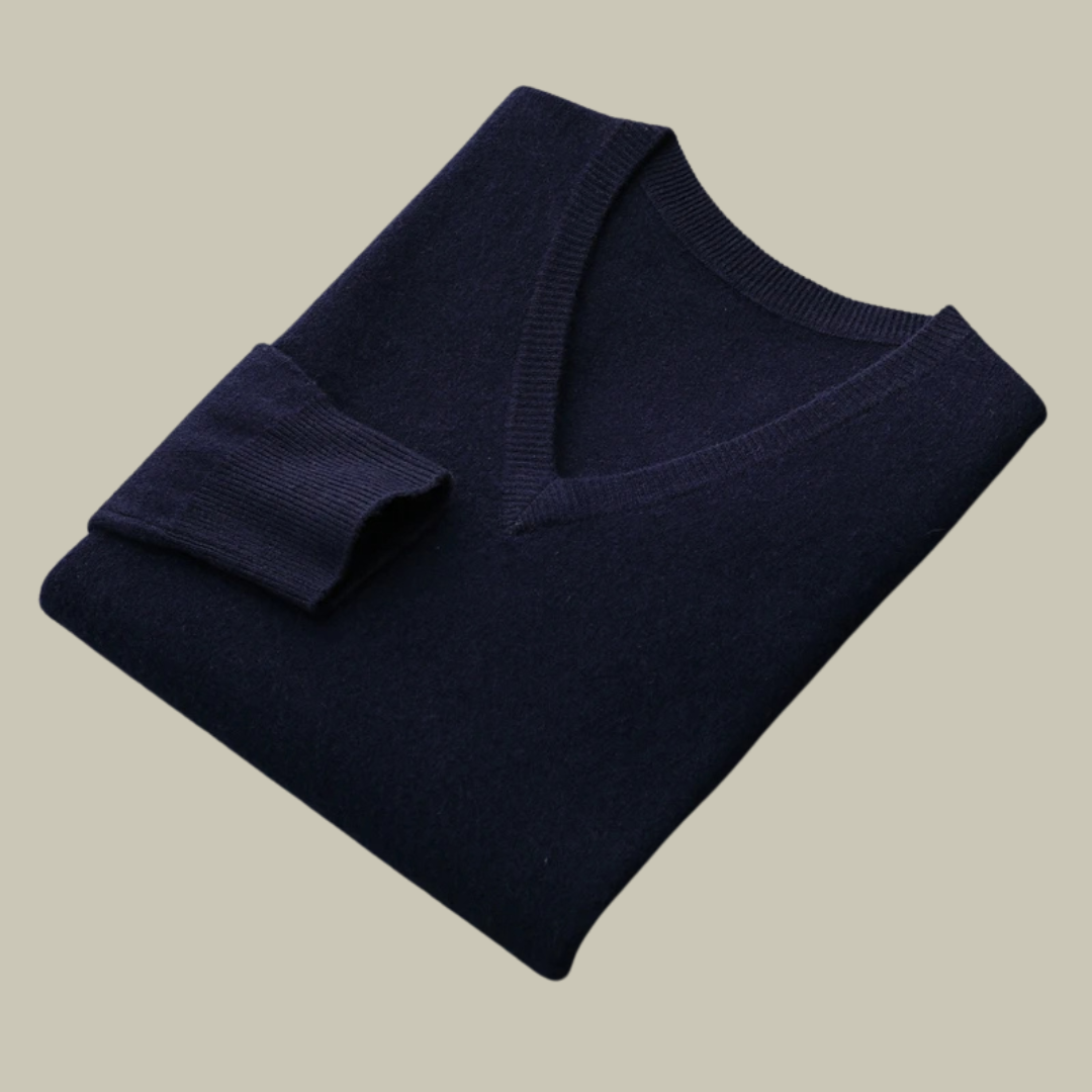 Lux & Classy • Men's Pure Wool V-Neck Pullover