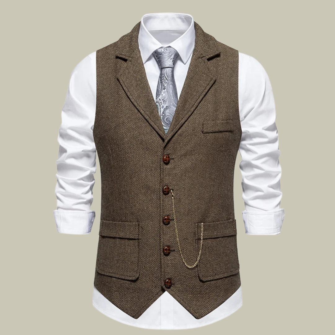 Lux & Classy  • Men's Herringbone Coarse Gilet Suit