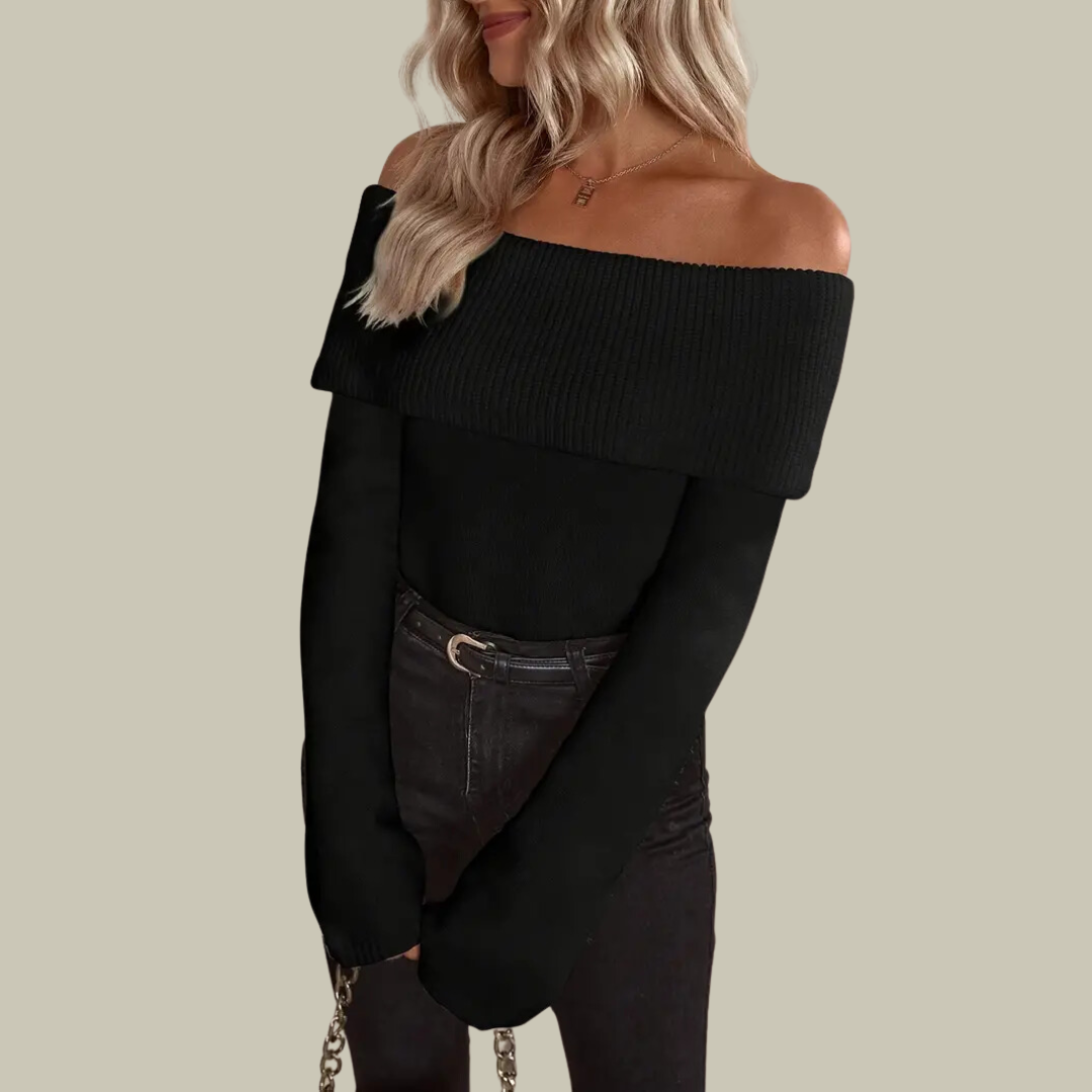 Lux & Classy  • Women's Off-Shoulder Knitted Sweater