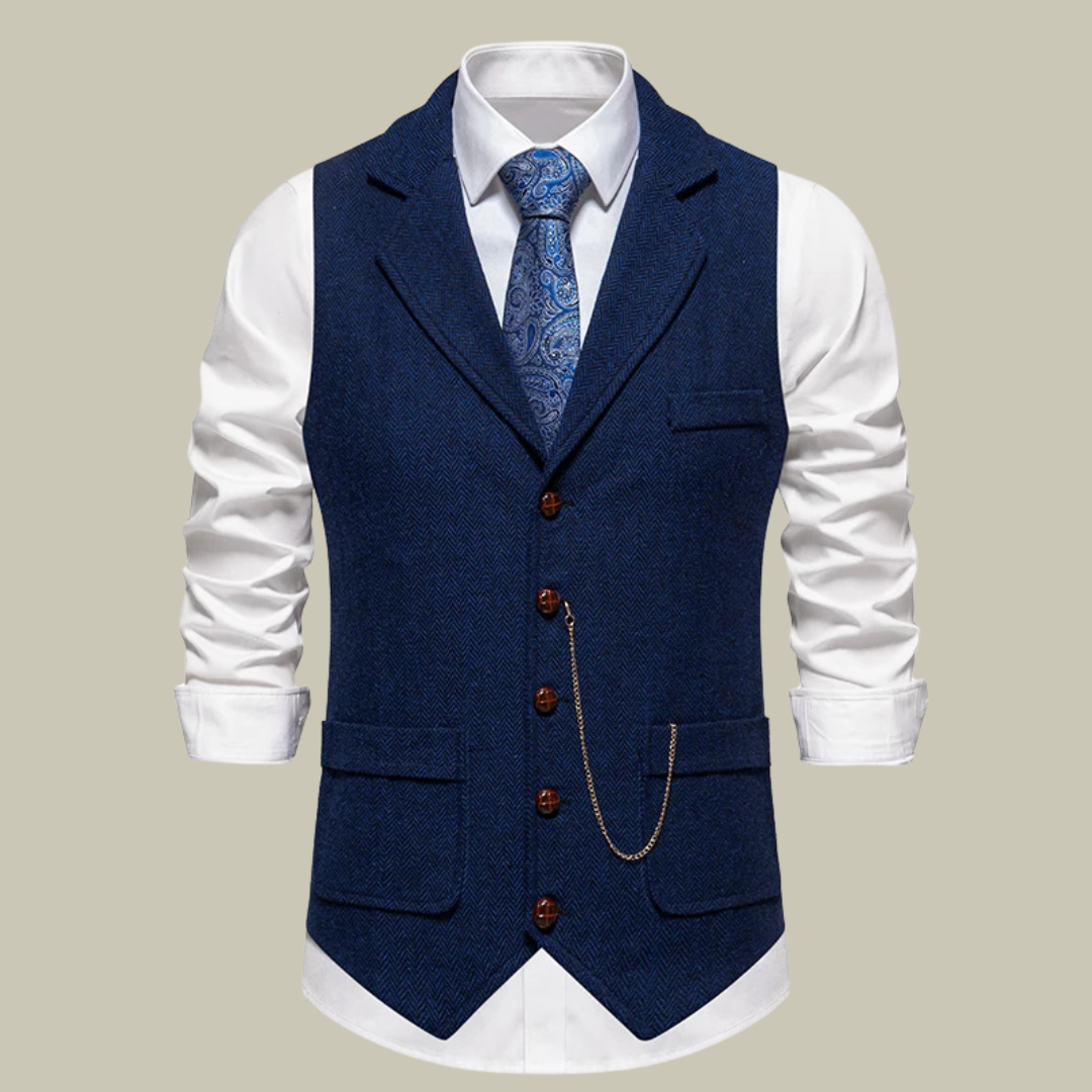 Lux & Classy  • Men's Herringbone Coarse Gilet Suit