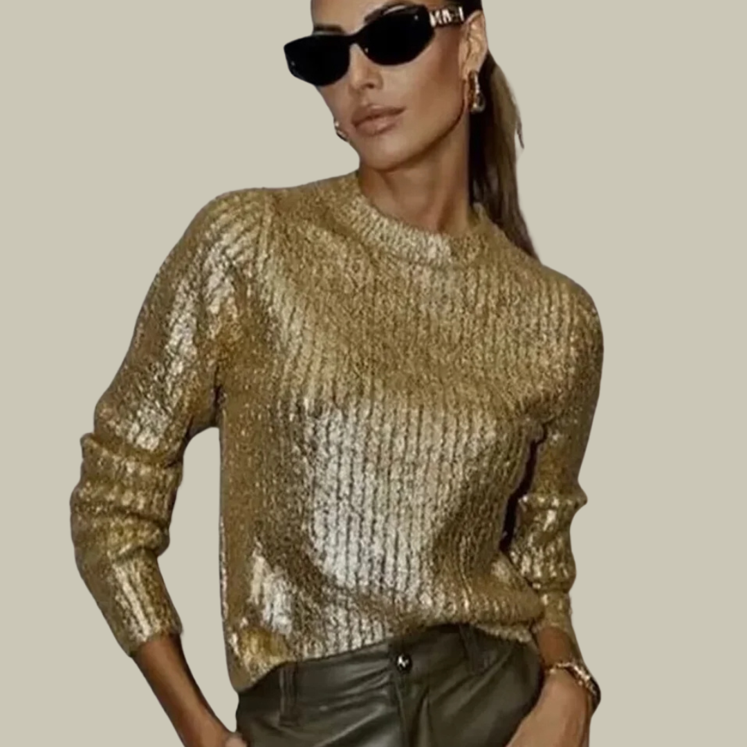 Lux & Classy  • Women's Metal Fragmented Knit Top