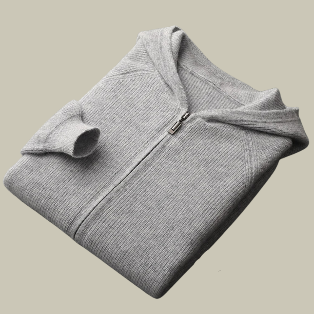 Lux & Classy • Pure Cashmere Hooded Cardigan for Men