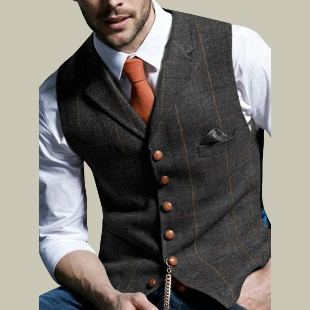 Lux & Classy  • Men's V-neck Checkered Suit Vest Gilet