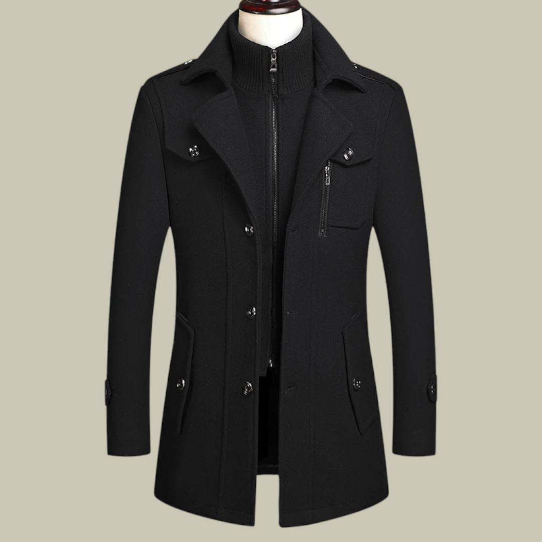 Mens Coat Double Collar Wool