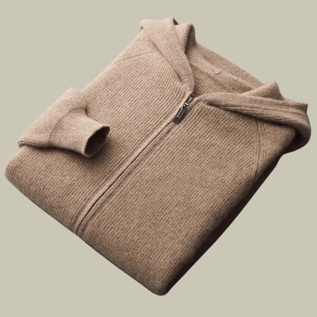 Lux & Classy • Pure Cashmere Hooded Cardigan for Men