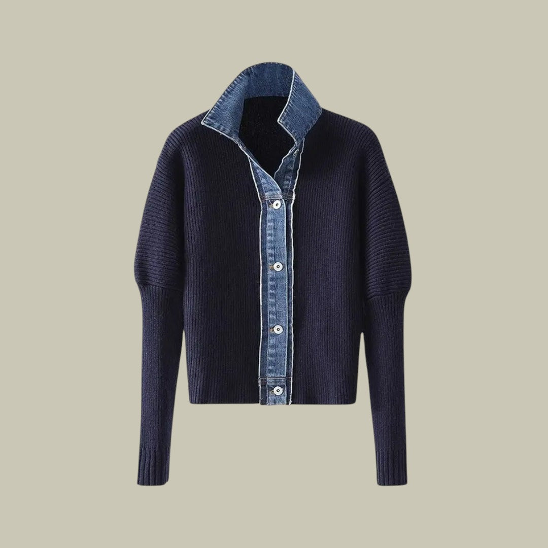 Womens Cardigan Denim Knitted Warm