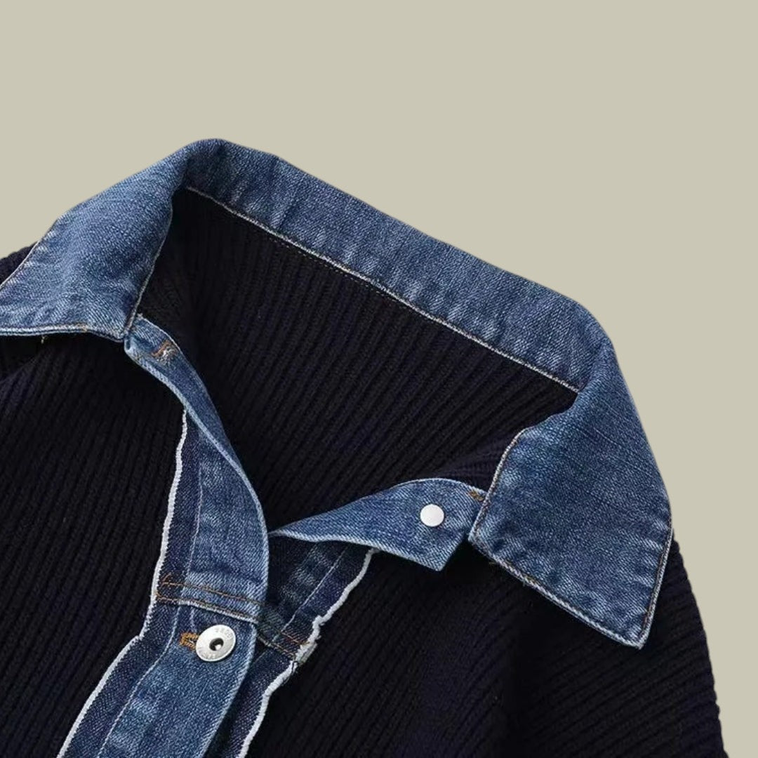 Womens Cardigan Denim Knitted Warm