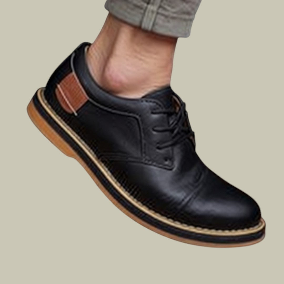 Mens Orthopedic Leather Shoes Black Daily
