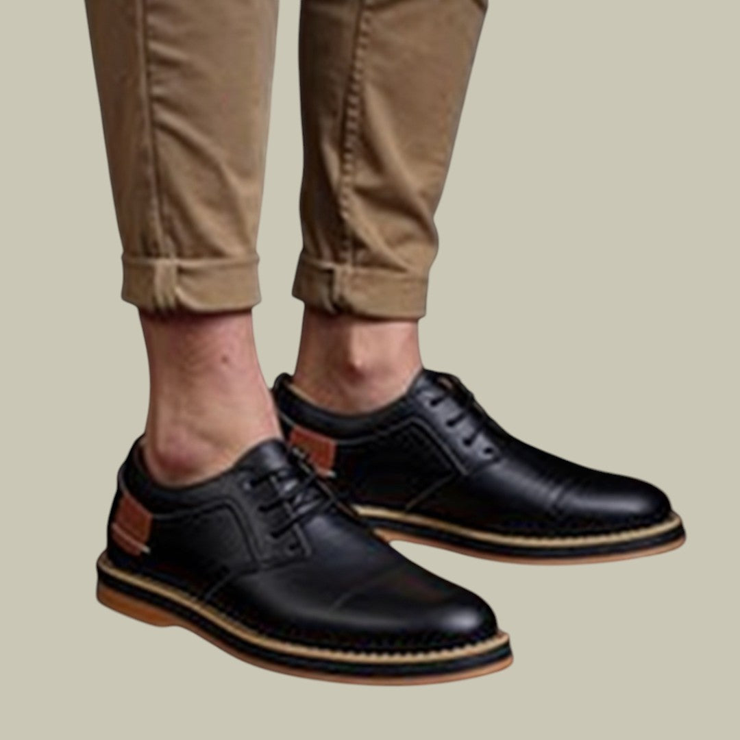 Mens Orthopedic Leather Shoes Black Daily