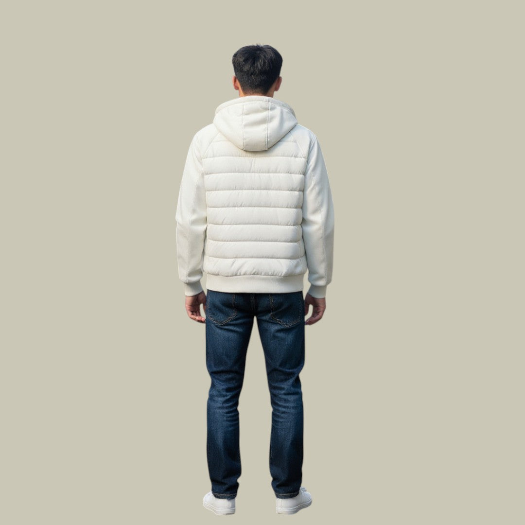 Mens Padded Jacket White Season Hooded
