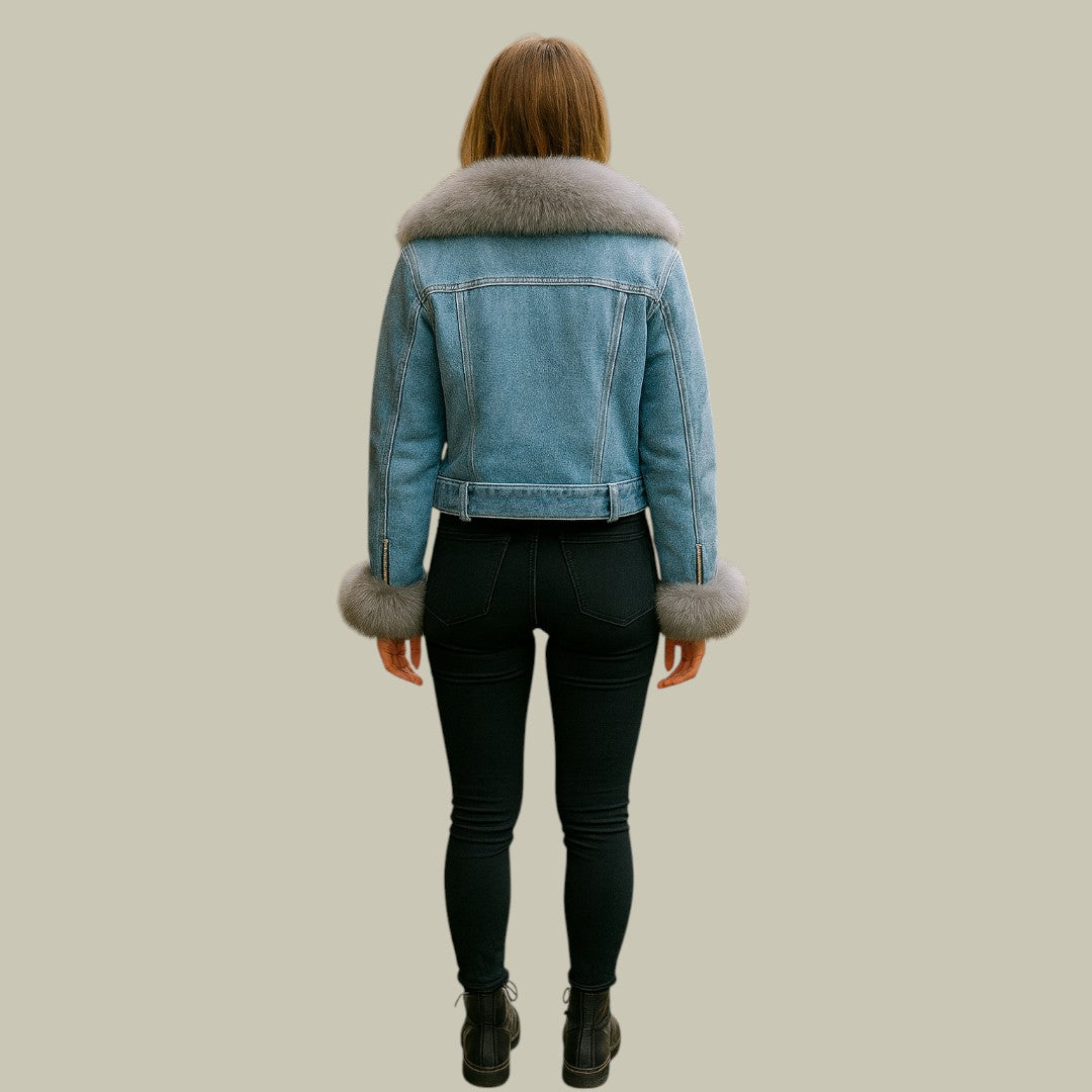 Lux & Classy • Women’s Fluffy Short Denim Jacket