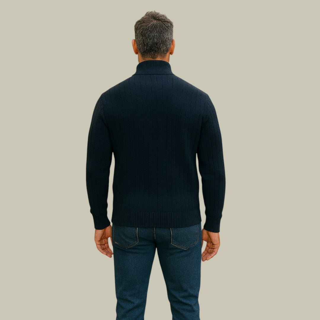 Lux & Classy • Men’s Casual Half-Zip Ribbed Sweater