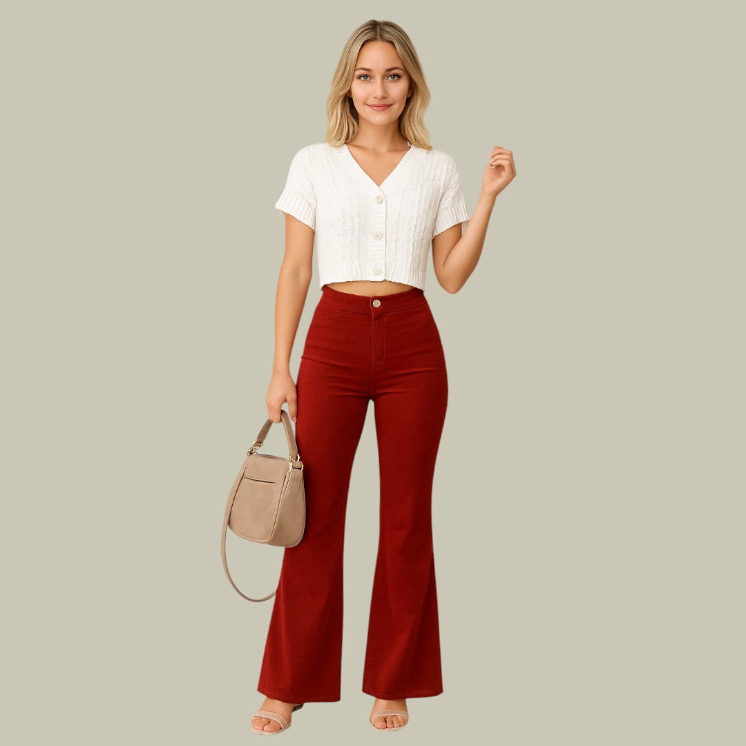 Womens Trousers High Waisted Flared