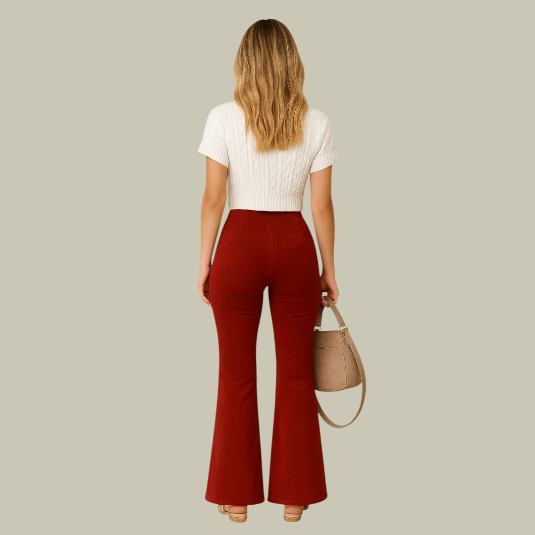 Womens Trousers High Waisted Flared