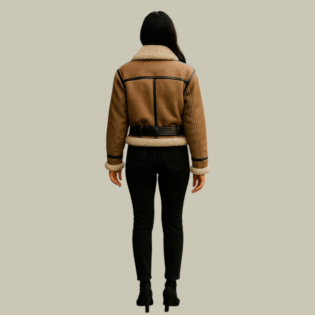 Lux & Classy  • Women's Doubled-Sided Short Aviator Bomber Jacket