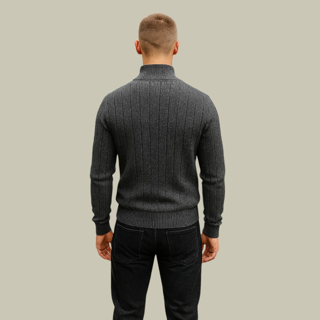 Lux & Classy  • Men's Half Zip Ribbed Sweater