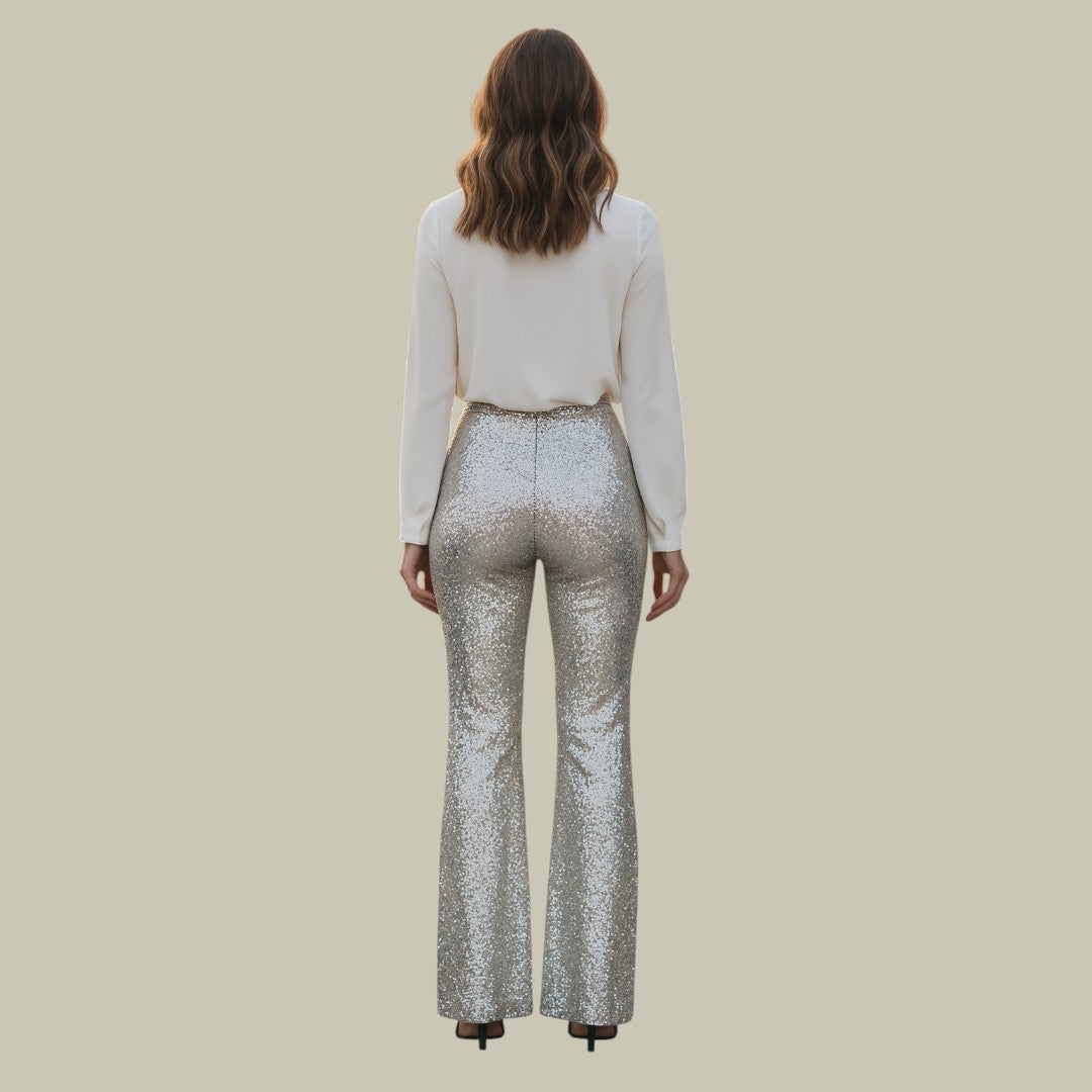 Womens Pants Sparkling Glitter Flared