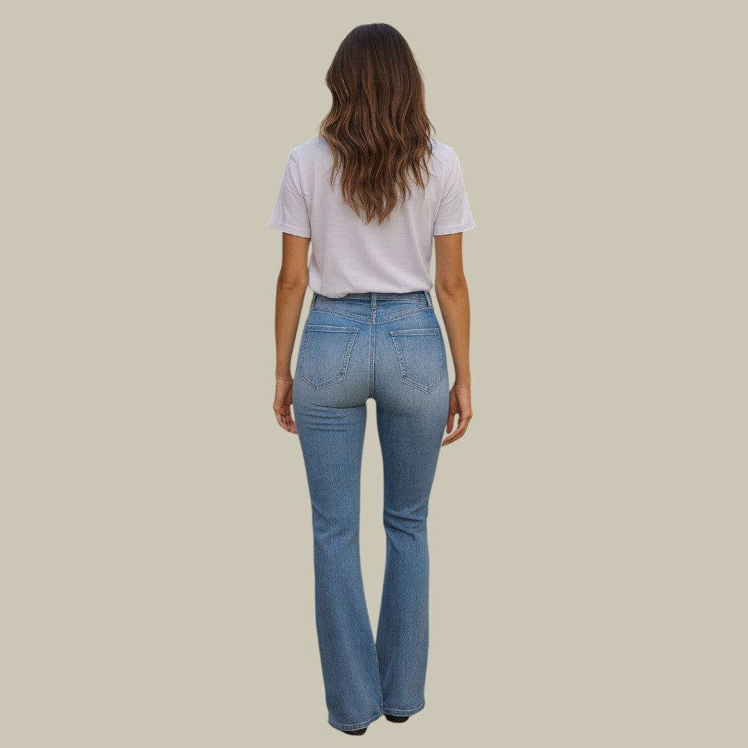 Womens High Waist Flared Jeans