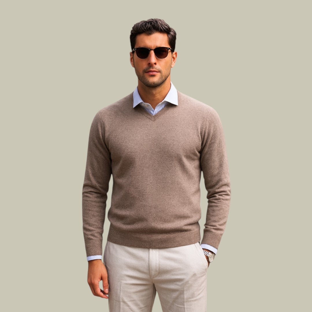 Mens Sweater Merino Wool V Neck