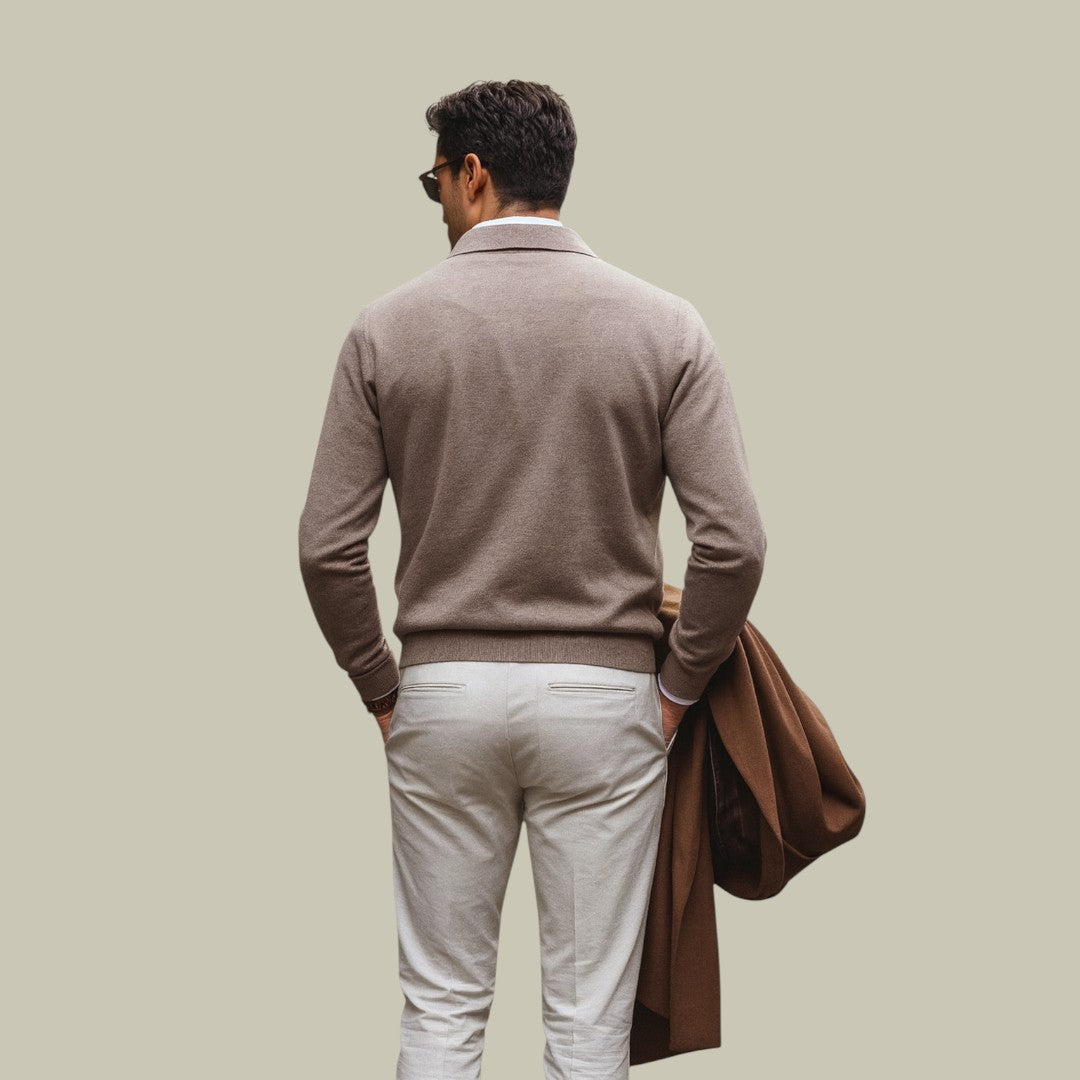 Mens Sweater Merino Wool V Neck