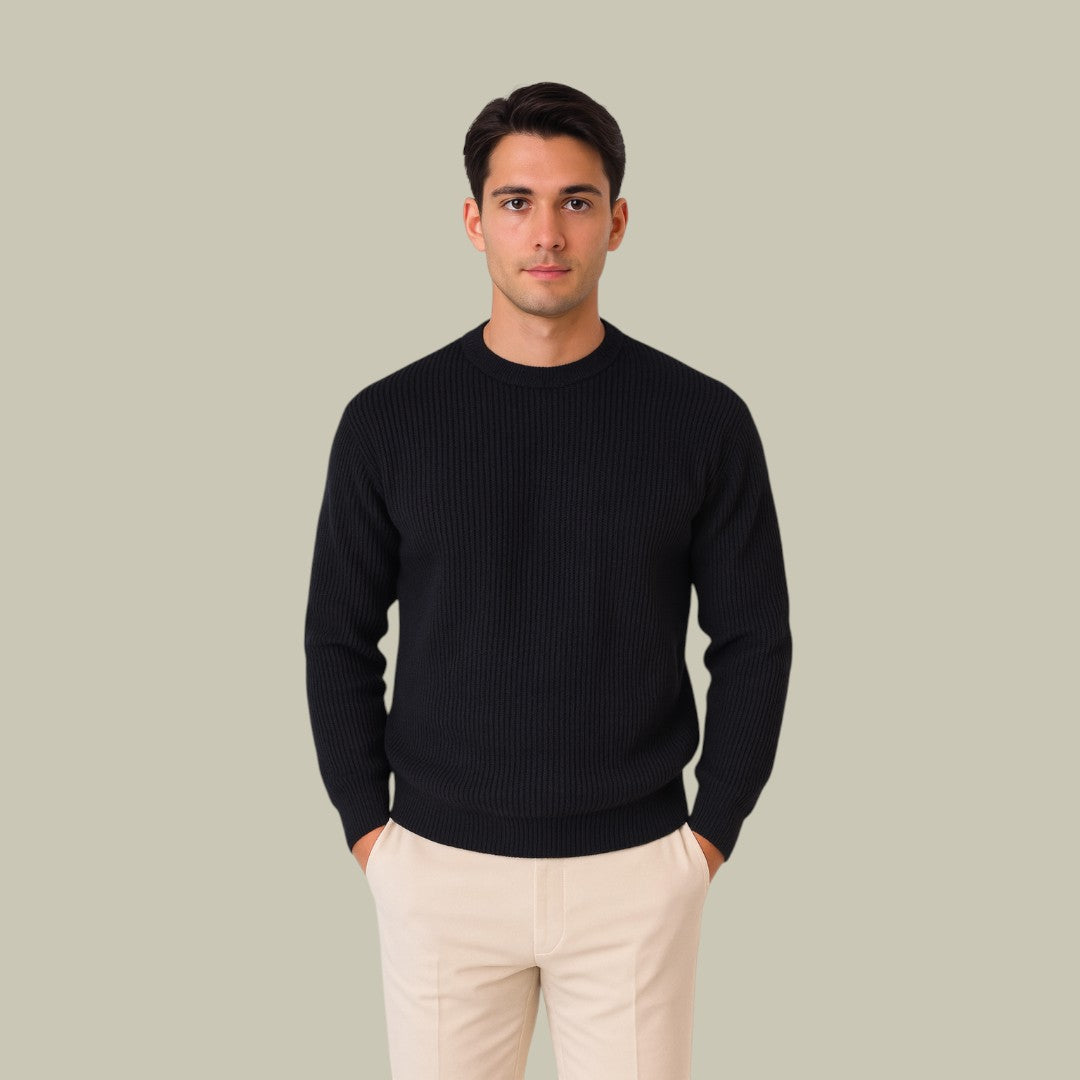 Mens Sweater Knitted Ribbed