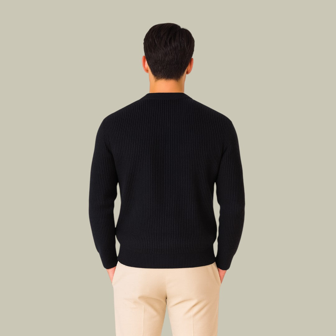 Mens Sweater Knitted Ribbed