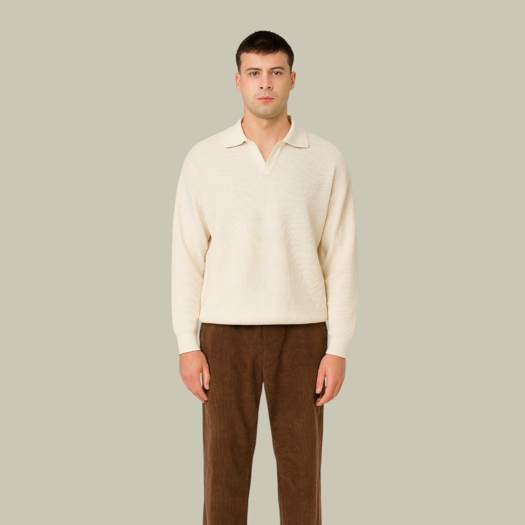 Mens Knitter Polo Long Sleeve