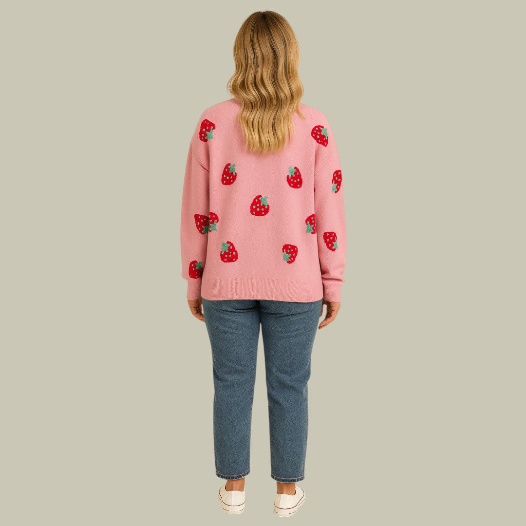 Womens Cardigan Strawberry Print