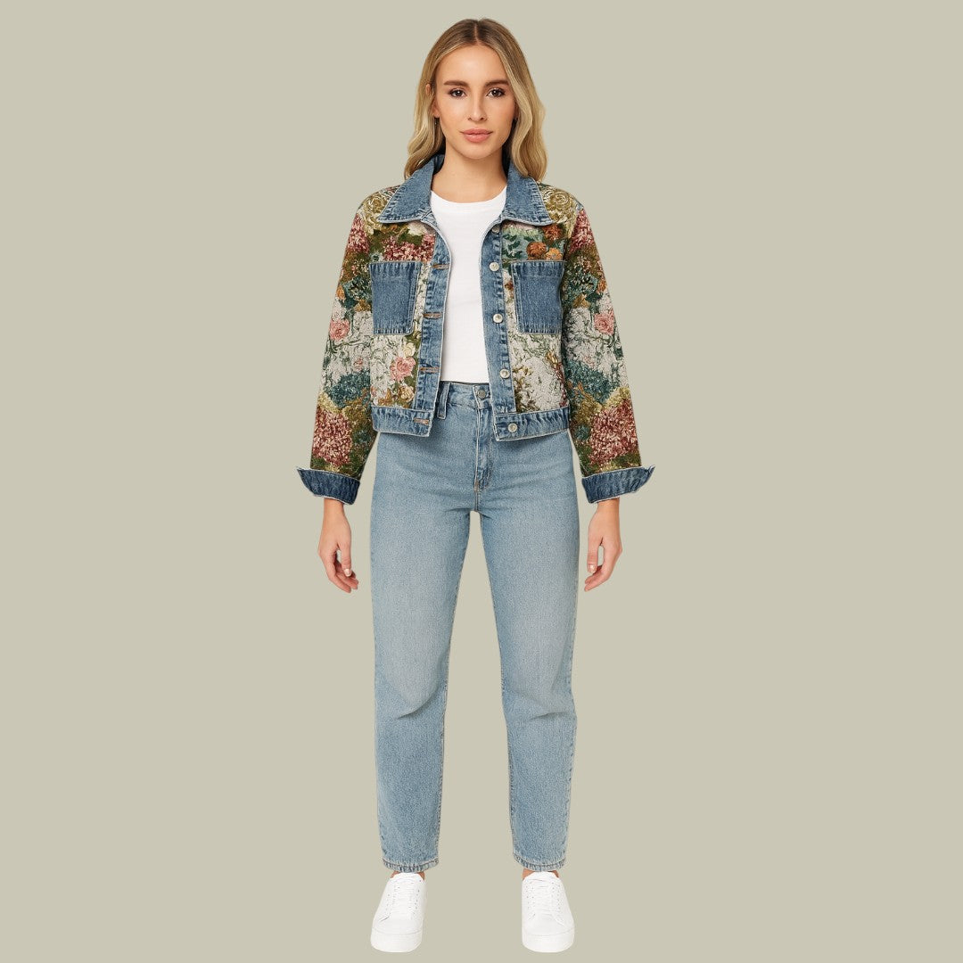 Womens Denim Jacket Floral