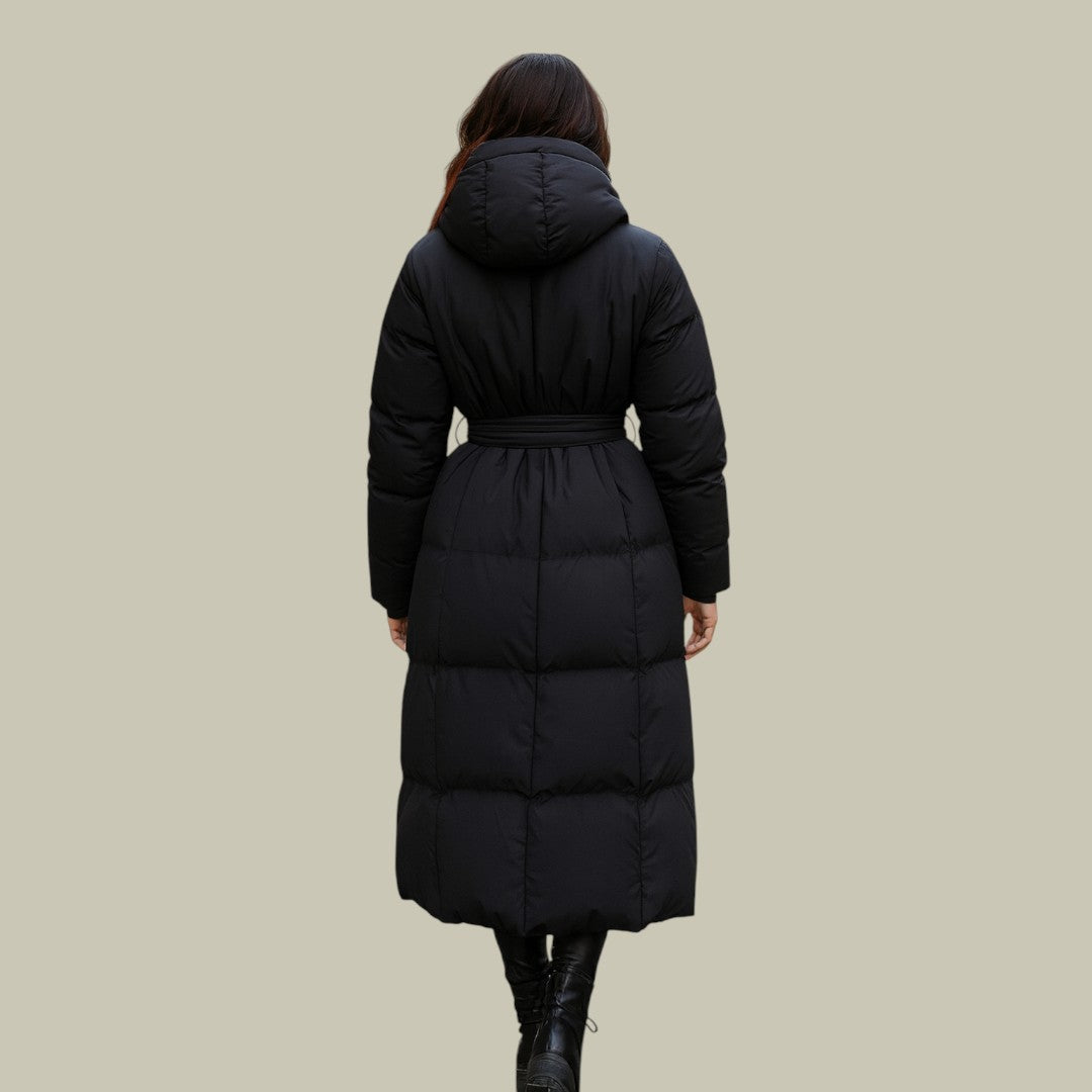 Womens Long Parka with Belt Winter Warm