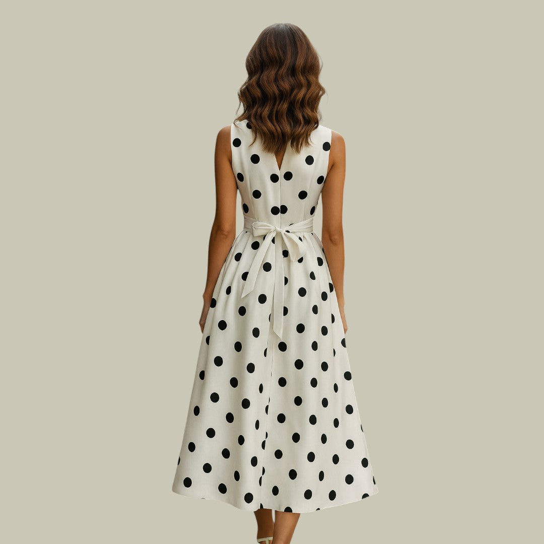 Womens Polka Dot Midi Dress