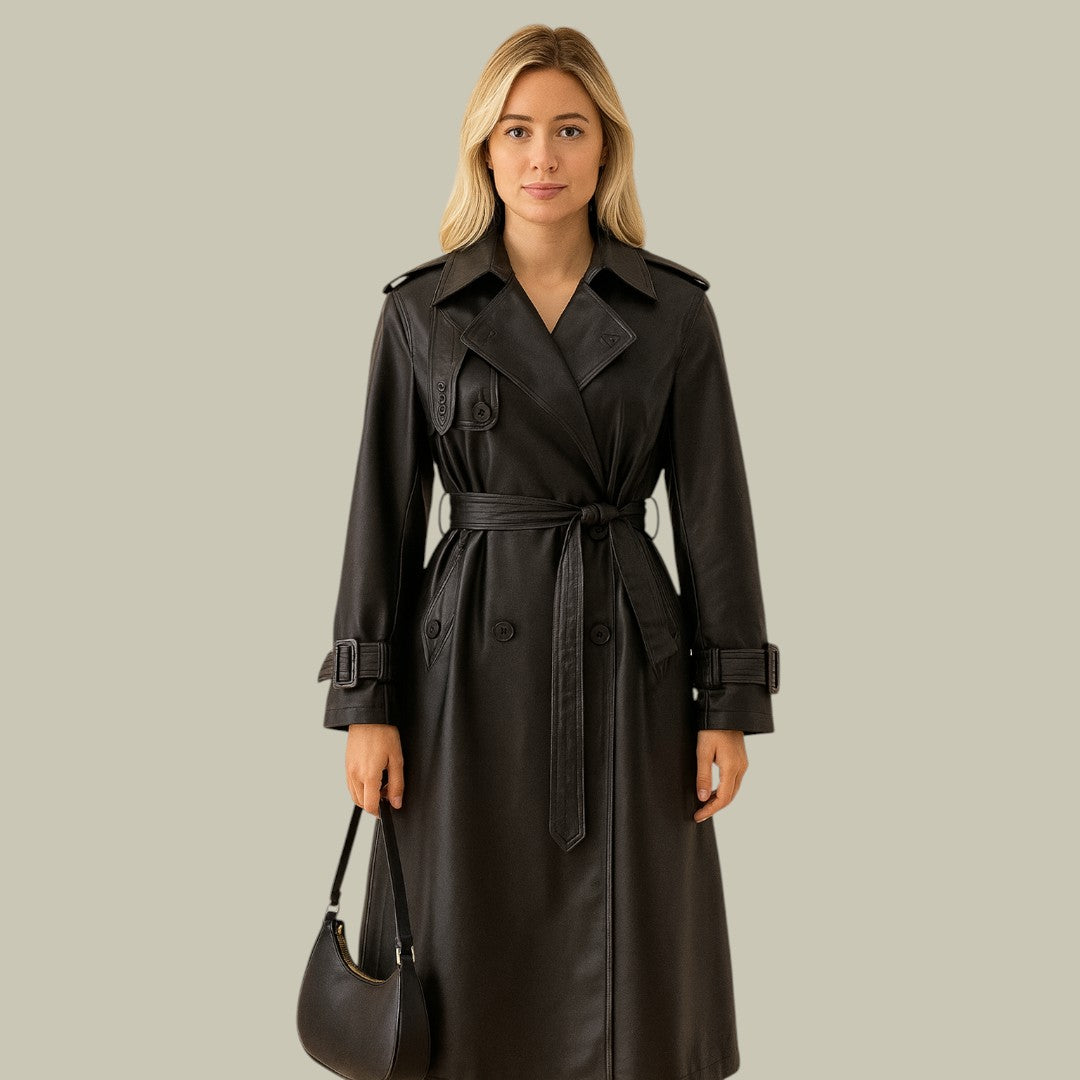 Womens Long Leather Coat