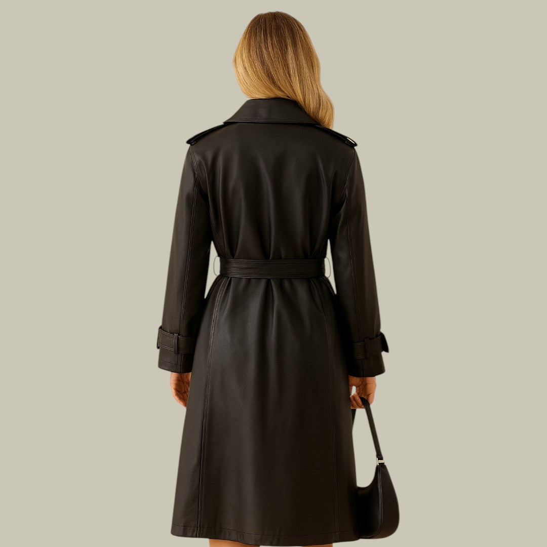 Womens Long Leather Coat