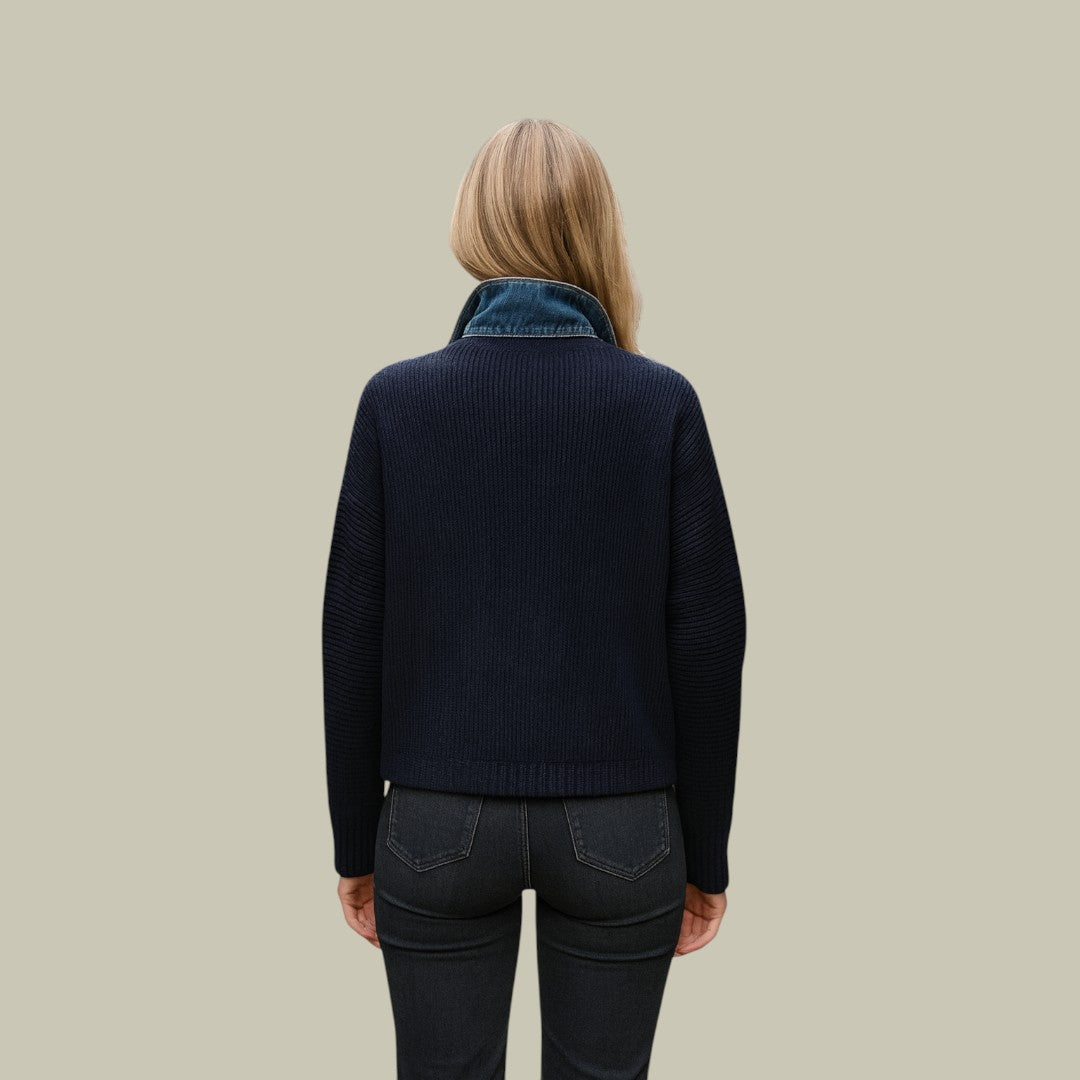 Womens Cardigan Denim Knitted Warm