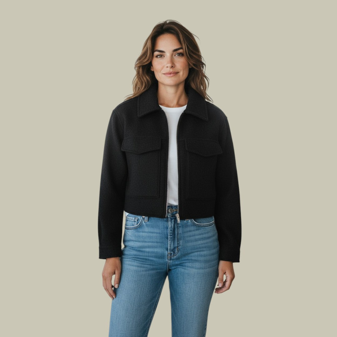 Womens Jacket Autumn Short Pockets