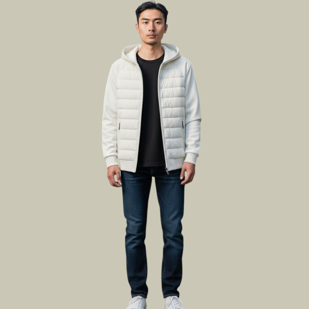Mens Padded Jacket White Season Hooded