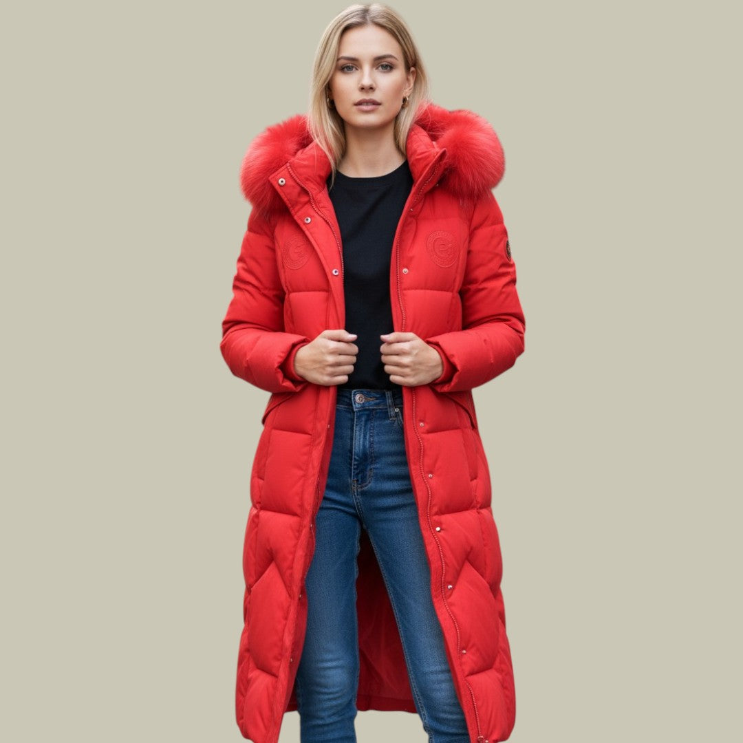 Womens Long Puffer Coat Hooded