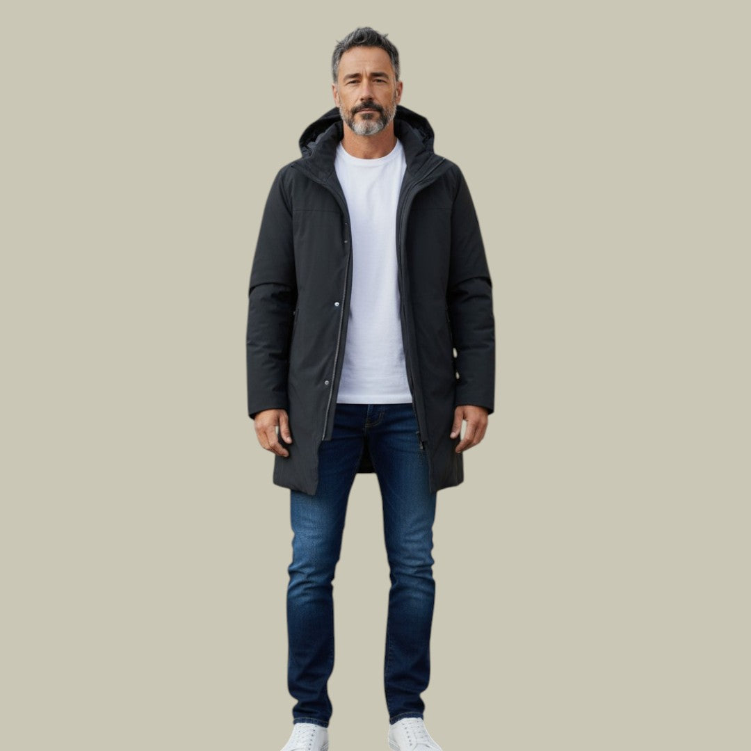 Mens Warm Winter Jacket Long Hooded