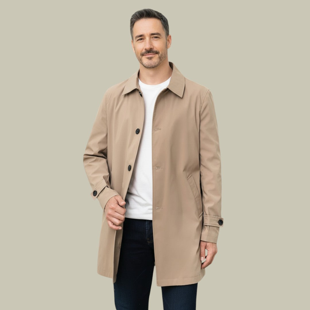 Mens Old Money Long Windbreaker Autumn