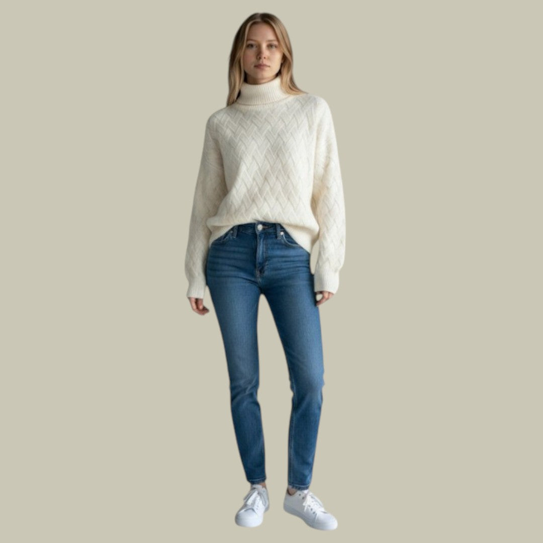 Womens Turtleneck Sweater Autumn White