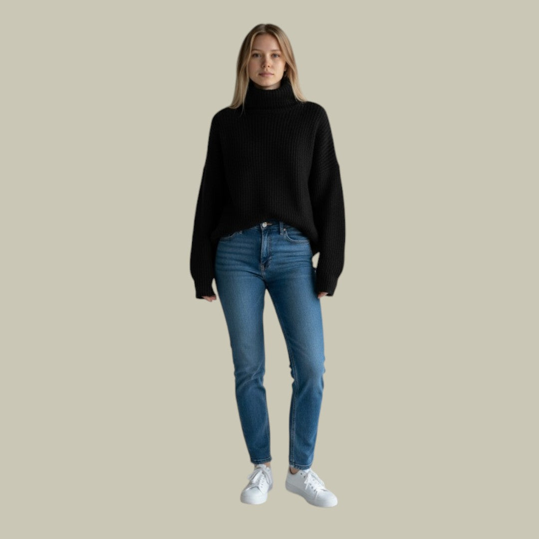 Womens Jumper Oversized Turtleneck Long