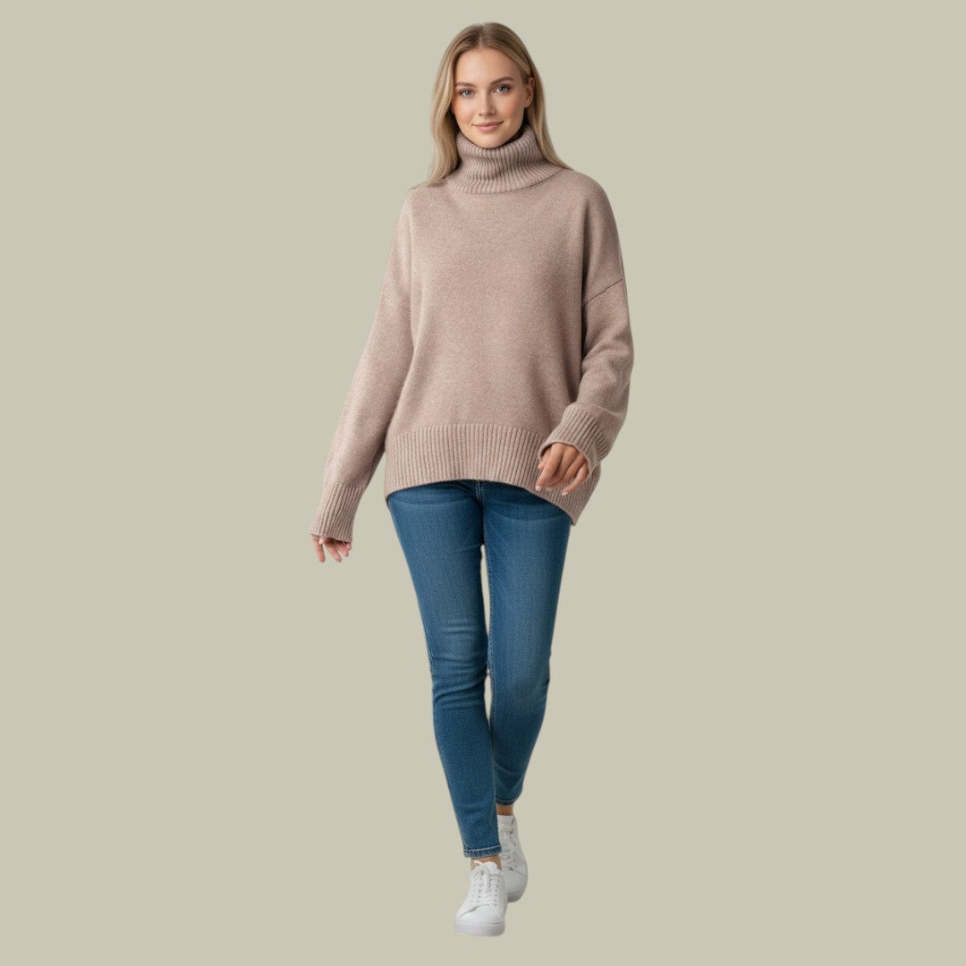 Womens Jumper Oversized Turtleneck Long