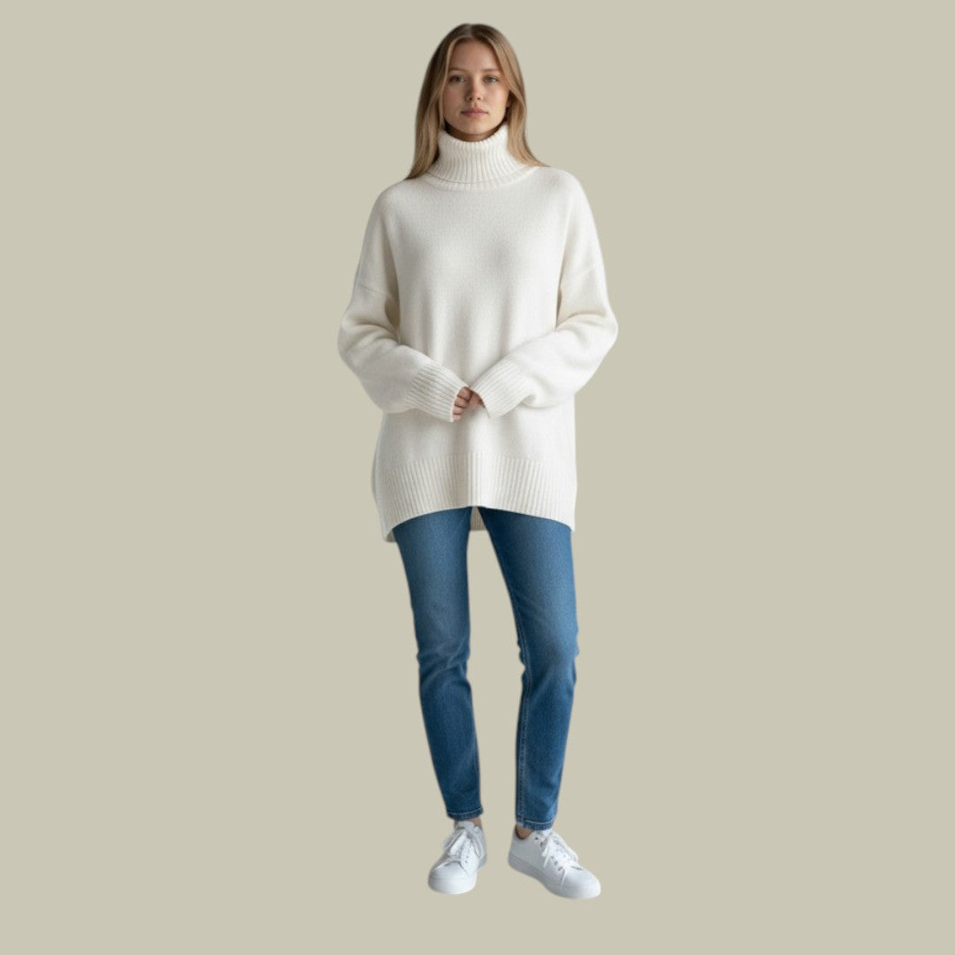 Womens Jumper Oversized Turtleneck Long