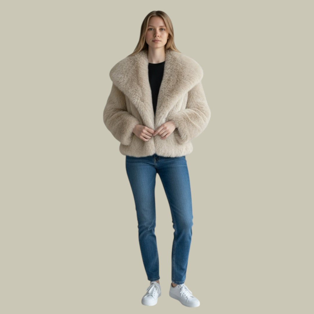 Womens Chic Winter Faux Fur Jacket