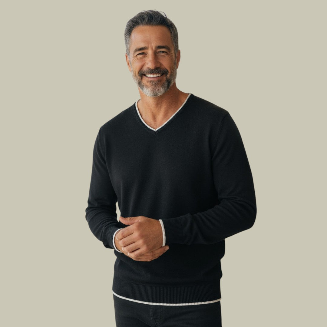 Mens Sweater Slim Fit V-Neck