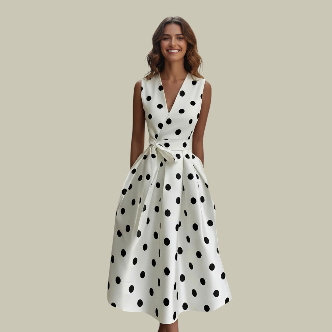 Womens Polka Dot Midi Dress