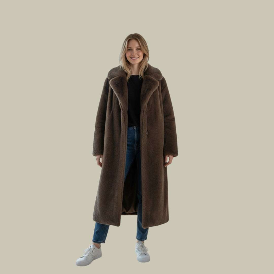 Womens Long Trench Coat Warm Brown