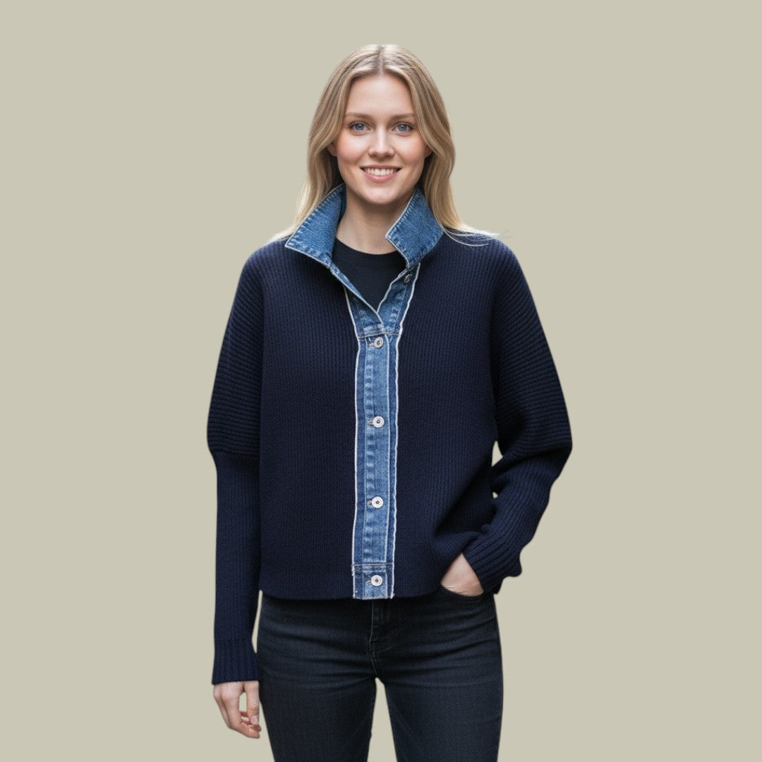 Womens Cardigan Denim Knitted Warm