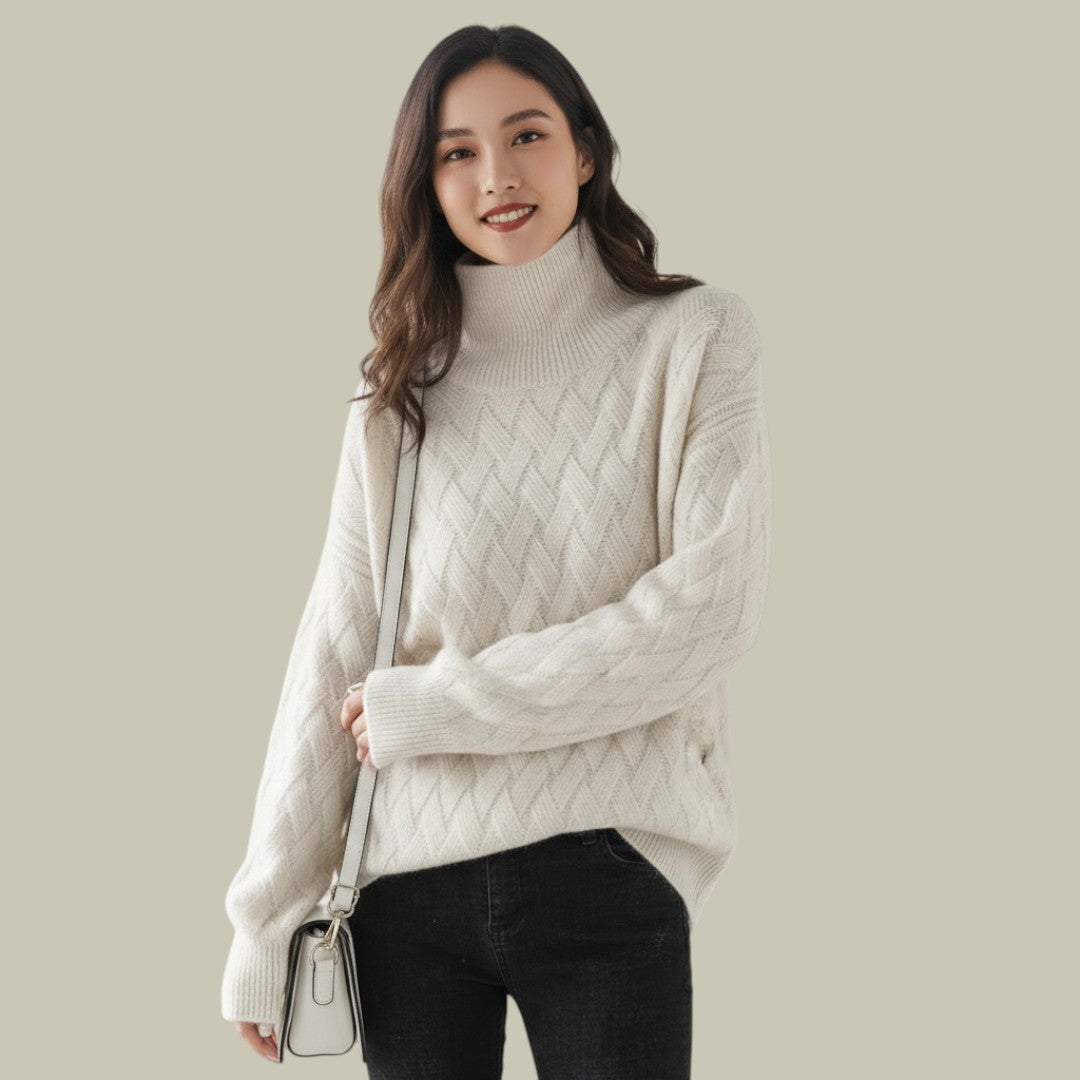 Womens Jumper Cashmere Turtleneck Beige