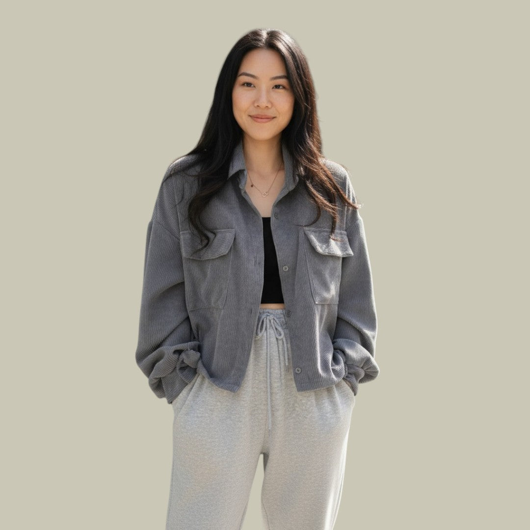 Womens Jacket Corduroy Cropped